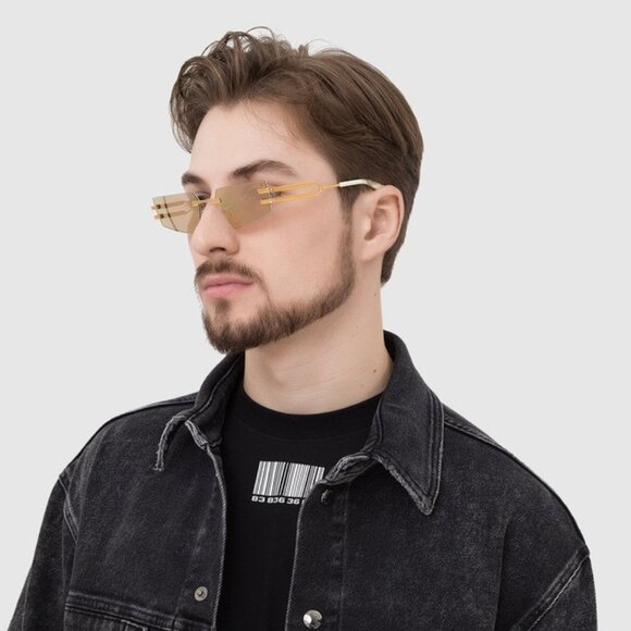 Balmain Women Sunglasses Titanium Gold Brown Geometric FIXE BPS-123D-54 - Picture 7 of 12